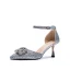Glitzernden Silber Brautschuhe 2019 Strass Pailletten Knöchelriemen 7 cm Stilettos Spitzschuh Hochzeit Hochhackige