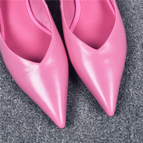 Classy Candy Pink Casual Pumps 2019 Leather 3 cm Stiletto Heels Low Heel Pointed Toe Pumps