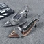 Modern / Fashion Silver Evening Party Womens Shoes Leather 2019 Ankle Strap Rhinestone Bow 6 cm Stiletto Heels Pointed Toe High Heels