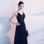 Élégant Bleu Marine Robe De Soirée 2020 Princesse Bretelles Spaghetti Faux Diamant Sans Manches Dos Nu Longue Robe De Ceremonie
