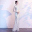 Charmant Blanche Robe De Soirée 2020 Trompette / Sirène Encolure Dégagée Paillettes 3/4 Manches Longue Robe De Ceremonie