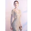 Luxe Doré Robe De Soirée 2020 Trompette / Sirène V-Cou Fait main Perlage Cristal Paillettes Manches Courtes Dos Nu Train De Balayage Robe De Ceremonie