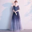 Modern / Fashion Navy Blue Starry Sky Evening Dresses  2019 A-Line / Princess V-Neck Star Sequins Short Sleeve Backless Floor-Length / Long Formal Dresses