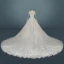 Luxury / Gorgeous Ivory Wedding Dresses 2019 A-Line / Princess Scoop Neck Beading Lace Flower Appliques Crystal Pearl Long Sleeve Backless Royal Train