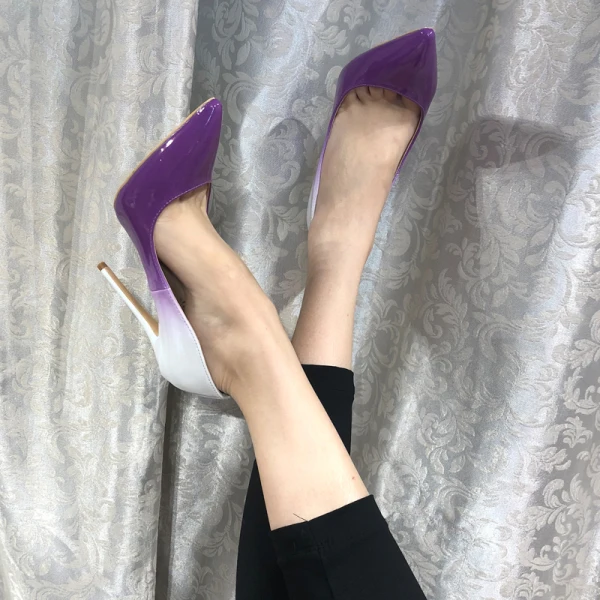 Mote Elfenben Purple Aften Pumps 2019 Patent Lær 12 cm Stiletthæler Spisse Pumps