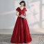 Modern / Fashion Burgundy Evening Dresses  2020 A-Line / Princess V-Neck Backless Sleeveless Floor-Length / Long Formal Dresses