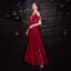 Chic / Belle Bordeaux Robe De Soirée 2020 Princesse Bretelles Spaghetti Noeud Manches Courtes Dos Nu Longue Robe De Ceremonie