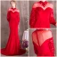 Modern / Fashion Chinese style Red Evening Dresses  2018 Trumpet / Mermaid Sequins High Neck Long Sleeve Sweep Train Formal Dresses