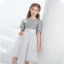 Fashion Grey Sequins Short Birthday Bow Flower Girl Dresses 2021 A-Line / Princess Scoop Neck Short Sleeve