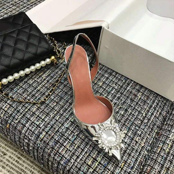 Chic / Belle Argenté Soirée Chaussures Femmes 2019 Faux Diamant 10 cm Talons Aiguilles À Bout Pointu Talons Hauts