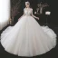 Chinese style Vintage / Retro Ivory Beading Wedding Dresses 2021 Ball Gown High Neck Pearl Sequins Long Sleeve Backless Royal Train Wedding