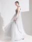 Elegant Grey Evening Dresses  2020 A-Line / Princess Suede Strapless Beading Sleeveless Backless Floor-Length / Long Formal Dresses