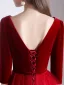Charmant Rouge Robe De Soirée 2020 Princesse Daim V-Cou 1/2 Manches Dos Nu Longue Robe De Ceremonie
