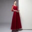Classy Burgundy Evening Dresses  2020 A-Line / Princess Scoop Neck Beading Crystal Sequins 3/4 Sleeve Ankle Length Formal Dresses