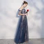 Elegant Navy Blue Evening Dresses  2018 A-Line / Princess Bow Backless Strapless Sleeveless Floor-Length / Long Formal Dresses