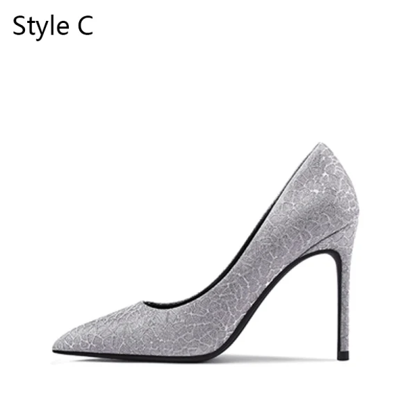 Charming Silver Evening Party Pumps 2020 Sequins 10 cm Stiletto Heels Pointed Toe Pumps
