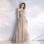 Classique Beige Robe De Soirée 2020 Princesse De l'épaule Perlage En Dentelle Paillettes Manches Courtes Dos Nu Train De Balayage Robe De Ceremonie