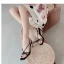 Sexy Noire Cocktail Sandales Femme 2021 7 cm Talons Aiguilles Peep Toes / Bout Ouvert Sandales Talons Hauts