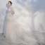 Elegant Champagne Beach Wedding Dresses 2018 A-Line / Princess Lace Appliques Scoop Neck Backless Long Sleeve Chapel Train Wedding