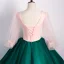 Elegant Dark Green Prom Dresses 2020 Ball Gown Scoop Neck Beading Rhinestone Appliques Lace Flower 3/4 Sleeve Backless Floor-Length / Long Formal Dresses