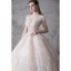 High-end Champagne Wedding Dresses 2020 Ball Gown High Neck Beading Sequins Lace Flower Short Sleeve Backless Royal Train