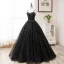 Elegant Black Prom Dresses 2020 A-Line / Princess Spaghetti Straps Star Sequins Sleeveless Backless Floor-Length / Long Formal Dresses