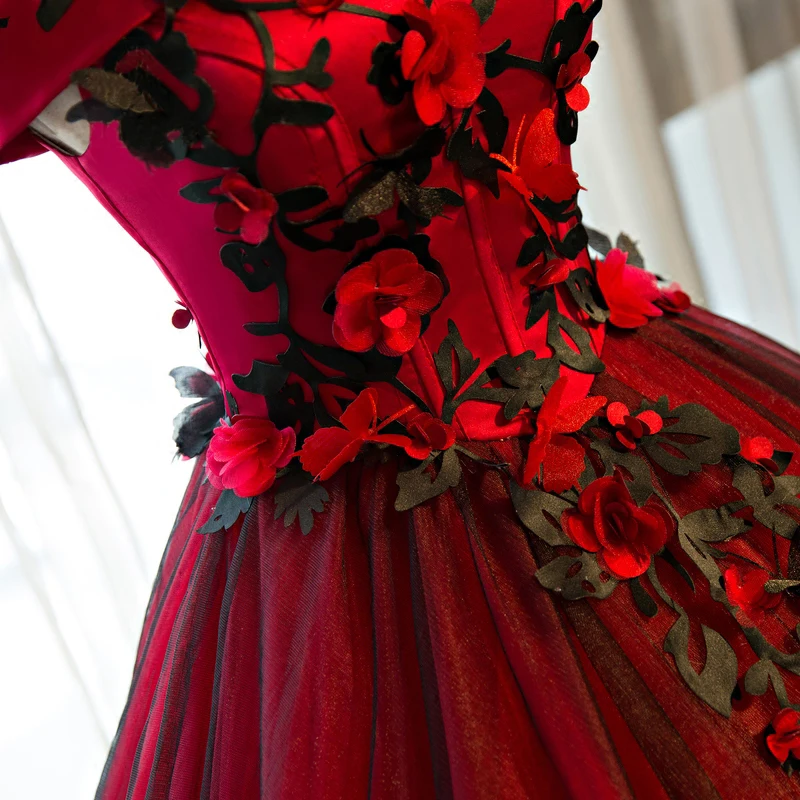 Ball Gown Red Short Prom Dresses 2018 Chic Beautiful Quinceaera Burgundy  Prom Dresses 2018 Ball Gown Butterfly Appliques Long