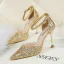 Charming Rose Gold Evening Party Womens Shoes 2020 Ankle Strap Sequins 9 cm Stiletto Heels Pointed Toe High Heels
