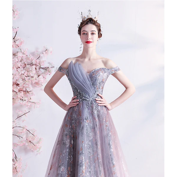 Fabulous Purple Prom Dresses 2021 A-Line / Princess Off-The-Shoulder Beading Rhinestone Sequins Lace Flower Sleeveless Backless Sweep Train Formal Dresses