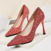 Charming Champagne Evening Party Pumps 2020 Rhinestone Sequins 9 cm Stiletto Heels Pointed Toe Pumps