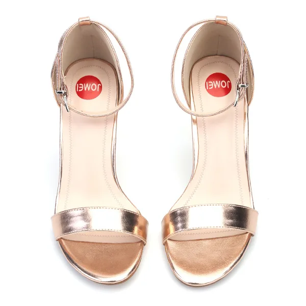 Simple Argenté Désinvolte Sandales Femme 2020 Bride Cheville 9 cm Talons Épais Peep Toes / Bout Ouvert Sandales