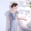 Fashion Silver Prom Dresses 2021 A-Line / Princess Square Neckline Rhinestone Bow Short Sleeve Backless Floor-Length / Long Formal Dresses