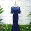 Chic / Belle Bleu Roi Robe De Soirée 2018 Trompette / Sirène En Dentelle Fleur Appliques Perlage Paillettes Encolure Dégagée 1/2 Manches Train De Balayage Robe De Ceremonie
