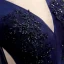 Elegant Royal Blue Evening Dresses  2020 A-Line / Princess V-Neck Beading Crystal Lace Flower Star 3/4 Sleeve Backless Floor-Length / Long Formal Dresses