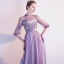 Chic / Belle Lavande Robe De Soirée 2020 Princesse Col Haut En Dentelle Fleur 1/2 Manches Dos Nu Longue Robe De Ceremonie