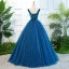 Vintage / Retro Royal Blue Quinceañera Prom Dresses 2018 Ball Gown Beading Sequins Crystal Sash Suede Scoop Neck Backless Sleeveless Floor-Length / Long