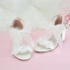 Stijlvolle Ivoor Avond Sandalen Dames 2020 Enkelband Appliques Parel Strik 7 cm Dikke Hak Peep Toe Sandalen
