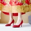 Chic / Belle Rouge Chaussure De Mariée 2020 Daim Faux Diamant 7 cm Talons Aiguilles À Bout Pointu Mariage Escarpins