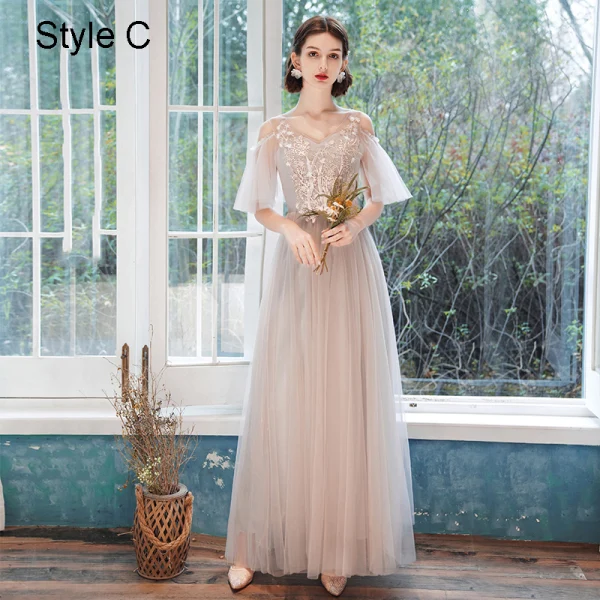 Modest / Simple Blushing Pink Bridesmaid Dresses 2021 A-Line / Princess V-Neck Lace Flower Appliques Short Sleeve Backless Floor-Length / Long Wedding Party Dresses