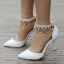 Charming Ivory Evening Party Womens Shoes 2020 Pearl Rhinestone Ankle Strap 9 cm Stiletto Heels Pointed Toe High Heels