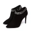 Schlicht Schwarz Freizeit Stiefel Damen 2020 Leder Wildleder 10 cm Stilettos Spitzschuh Stiefel