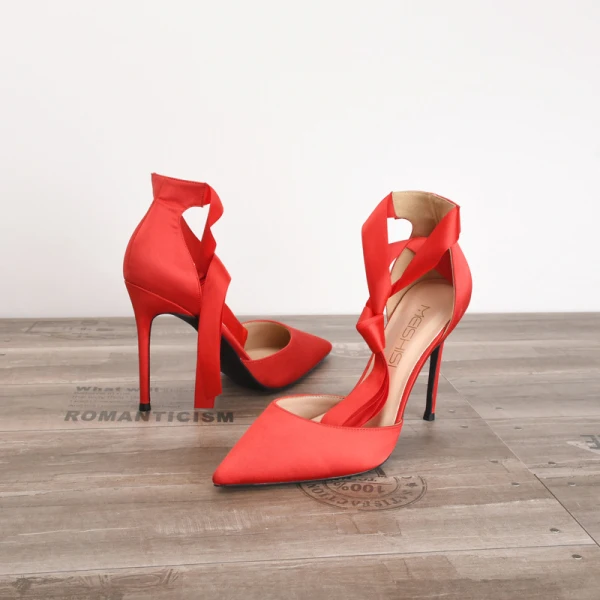 Schlicht Schwarz Abend Hochhackige 2020 Satin 10 cm Stilettos Spitzschuh Damenschuhe
