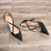 Affordable Black Evening Party Womens Sandals 2020 X-Strap 10 cm Stiletto Heels Pointed Toe Heels