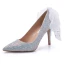 Charming Silver Wedding Shoes 2020 Bow Rhinestone 9 cm Stiletto Heels Pointed Toe Wedding Pumps