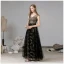 Fabulous Black Gold Evening Dresses  2020 A-Line / Princess V-Neck Sleeveless Star Lace Sequins Floor-Length / Long Evening Party Formal Dresses