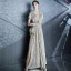 Scintillantes Doré Robe De Soirée 2020 Princesse Encolure Dégagée Paillettes Manches Courtes Dos Nu Longue Robe De Ceremonie