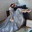 Charmant Bleu Ciel Robe De Soirée 2020 Princesse De l'épaule Paillettes Sans Manches Dos Nu Longue Robe De Ceremonie