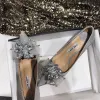 Fashion Silver Glitter Wedding Shoes 2020 Leather Rhinestone Sequins 8 cm Stiletto Heels Pointed Toe Wedding Pumps