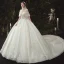 Luxury / Gorgeous Champagne Wedding Dresses 2020 Ball Gown Off-The-Shoulder Beading Sequins Lace Flower Appliques Short Sleeve Backless Royal Train