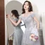 Sexy Grey Asymmetrical Tassel Prom Dresses 2021 A-Line / Princess Off-The-Shoulder Beading Sequins Lace Flower Sleeveless Formal Dresses